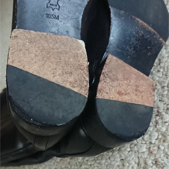 Tory Burch Black Leather Riding Boots with signature Double T motif size 10.5M - Picture 11 of 12